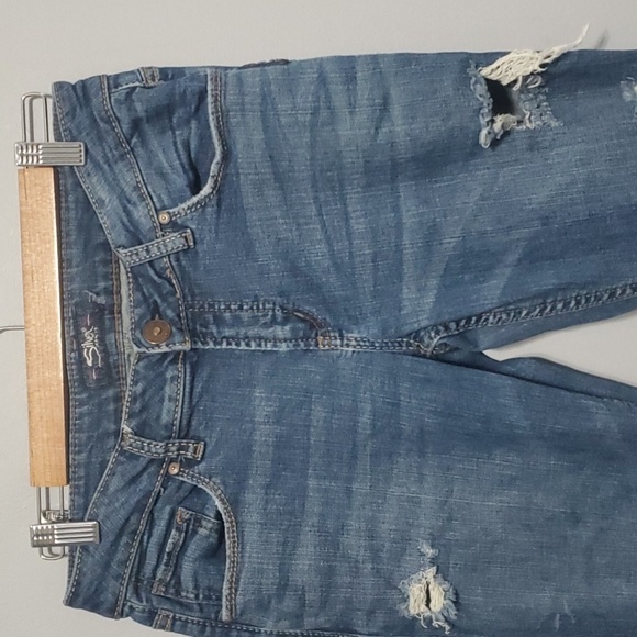 Silver Jeans Co Jeans Mens Sz 29 Blue Embelliahed Stylish Distressed Ripped Sam - Picture 3 of 16